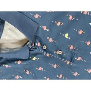 Lands' End Traditional Fit Men's Flamingo All Over Print Polo Shirt Size Medium